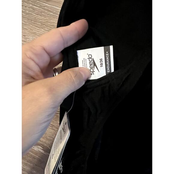 Speedo Endurance Swimsuit Black Size 10/36 Competition NEW one piece opened back - Picture 5 of 8